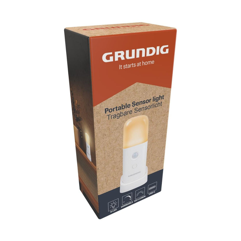 Grundig Portable Sensor Light | 8 LED, Dimmable, USB-C Rechargeable