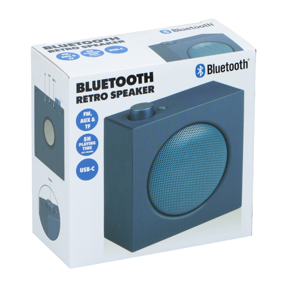 Retro Bluetooth Speaker with FM Radio | Blue, USB-C, Up to 5 Hours