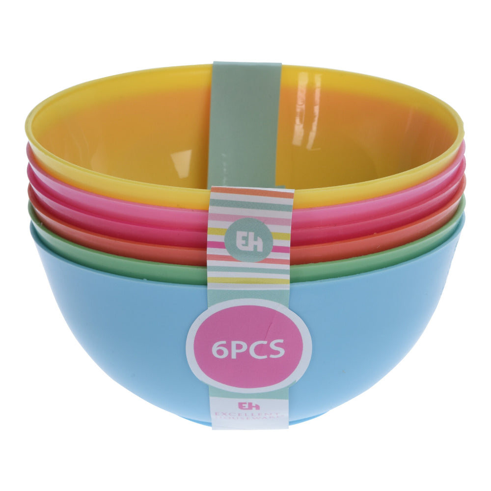 Assorted Colours Stackable PP Bowls | 500ml, Set of 6 Pieces