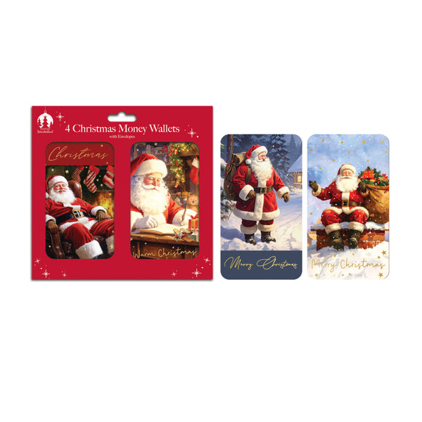 Festive Wonderland Christmas Money Wallets | Pack of 4, Assorted Santa Designs