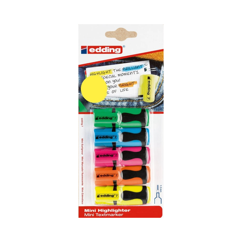 edding Mini Pastel Highlighter Pens | Pack of 5, Assorted Colours