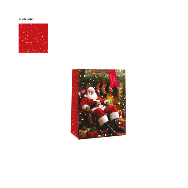 Festive Wonderland Traditional Santa Christmas Gift Bag | Medium