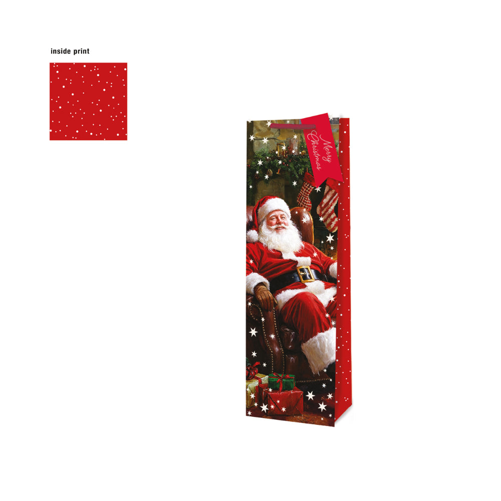 Festive Wonderland Traditional Santa Bottle Gift Bag | Merry Christmas