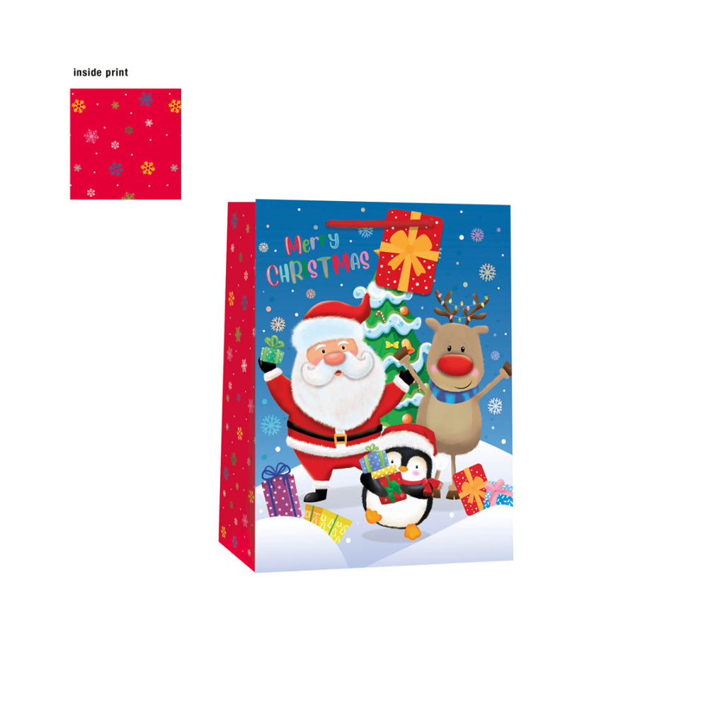 Festive Wonderland Santa Snow Scene Christmas Gift Bag | Large