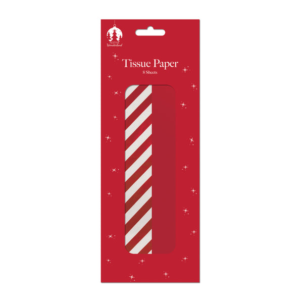 Festive Wonderland Christmas Red Stripe Tissue Paper | Pack of 8 Sheets