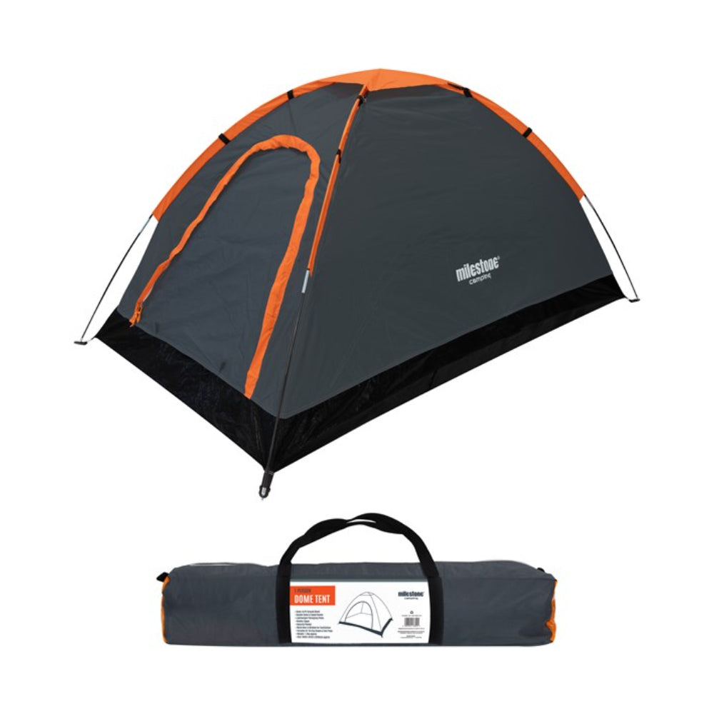 Milestone Dome Tent - 2 Person - Charcoal with Carry Bag