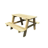 Wooden Picnic Table with Benches | Slatted Top, A-Frame Outdoor