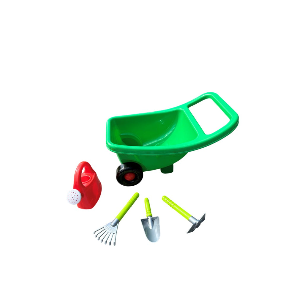 Colourful Kids Wheelbarrow Garden Play Set | Watering Can, Rake and Shovel