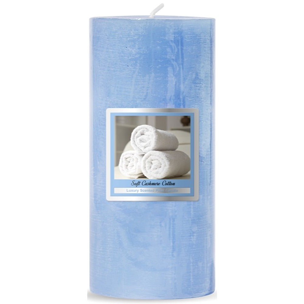 Baltus Cashmere Cotton Scented Pillar Candle | Soft Blue, 6.5 x 15cm