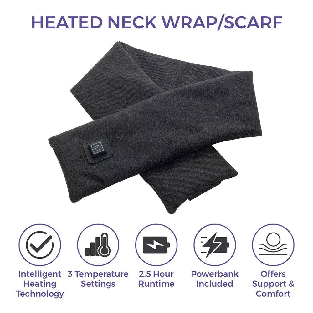 Carmen Heated Neck Scarf - Grey - 6.5cm x 22.5cm