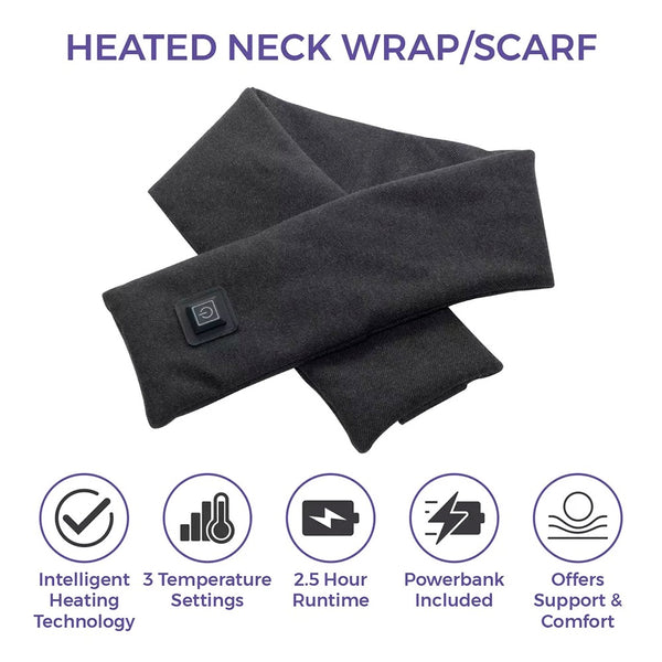 Carmen Heated Neck Scarf - Grey - 6.5cm x 22.5cm