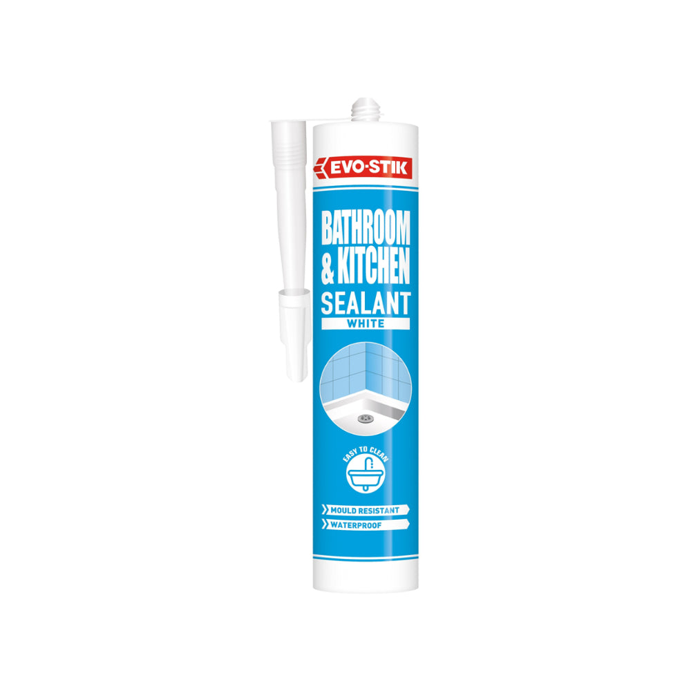 Evo-Stik Bathroom and Kitchen Waterproof Mould-Resistant Sealant | White, 290ml