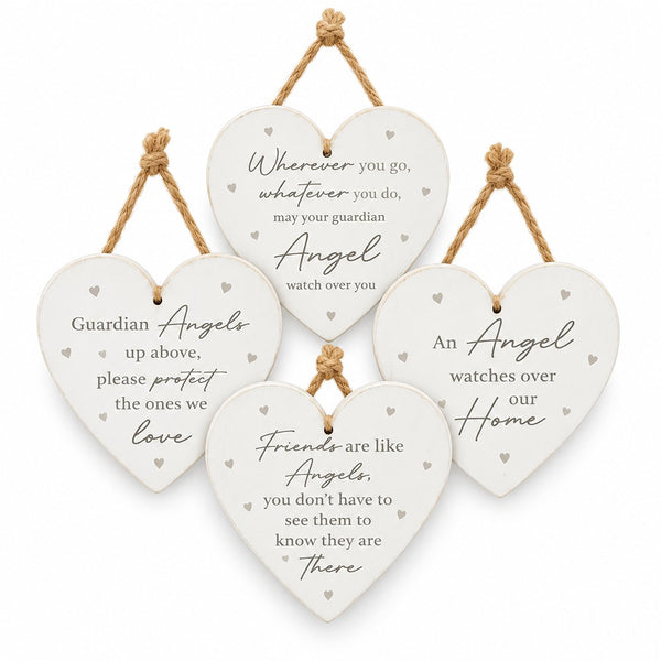 Angel Hanging Heart Plaque | 9 x 8.5 cm Decorative Sign
