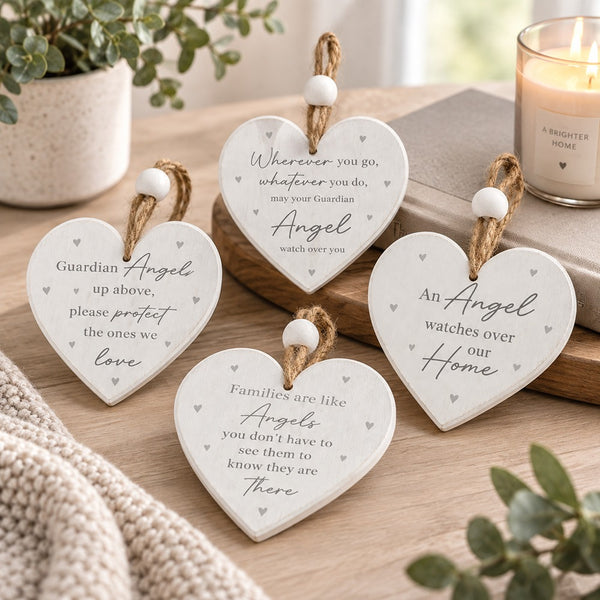 Angel Hanging Heart Plaque | 9 x 8.5 cm Decorative Sign