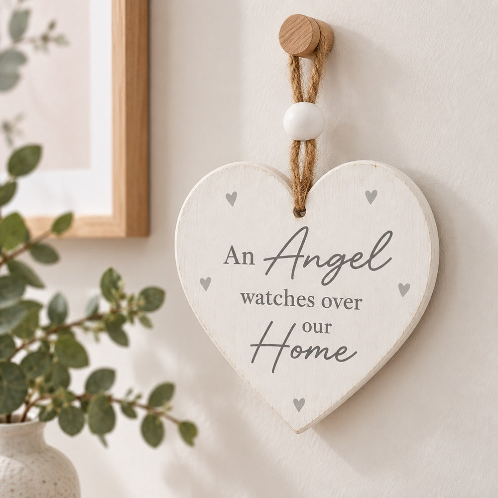 Angel Hanging Heart Plaque | 9 x 8.5 cm Decorative Sign