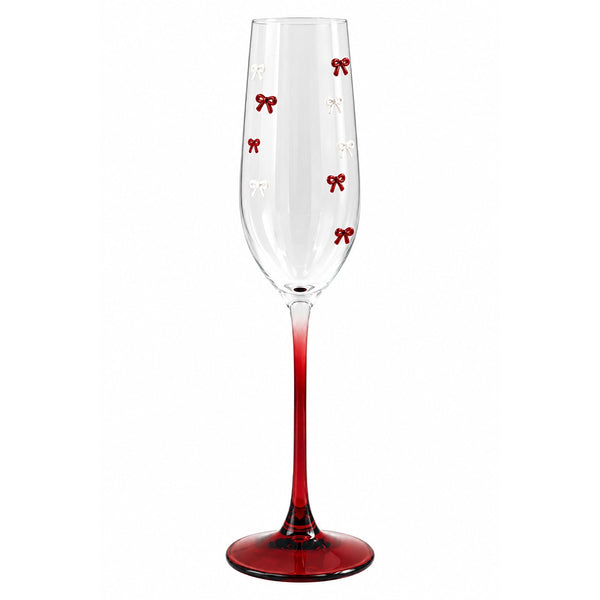 Champagne Flute Glass 26cm | Embossed Bow Design