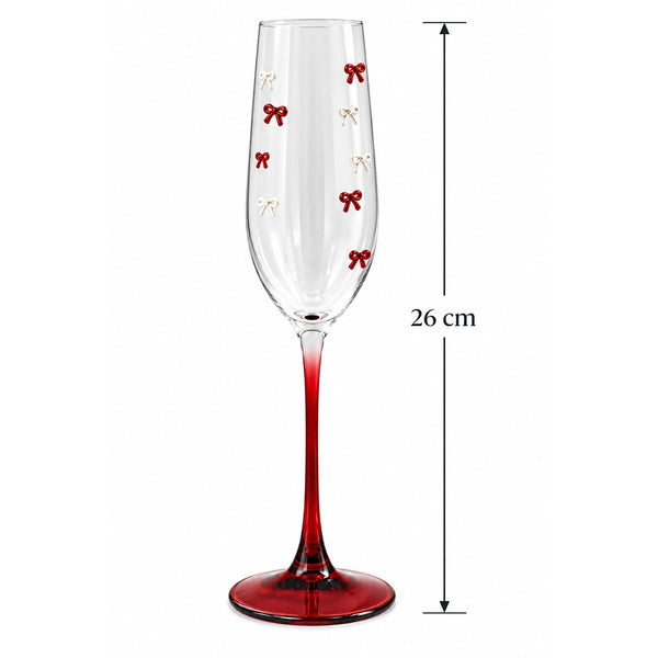 Champagne Flute Glass 26cm | Embossed Bow Design