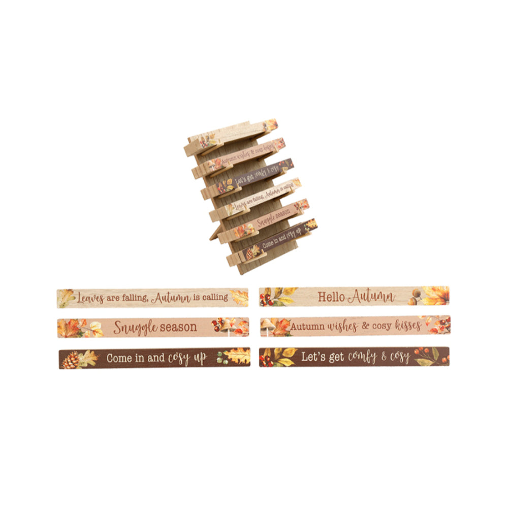 Assorted Autumn Wooden Decorative Plaques - 25cm, Rustic Designs