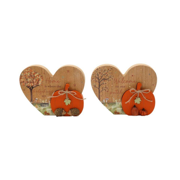 Assorted Heart and Pumpkin Autumn Ornaments - Freestanding, 22 x 16cm