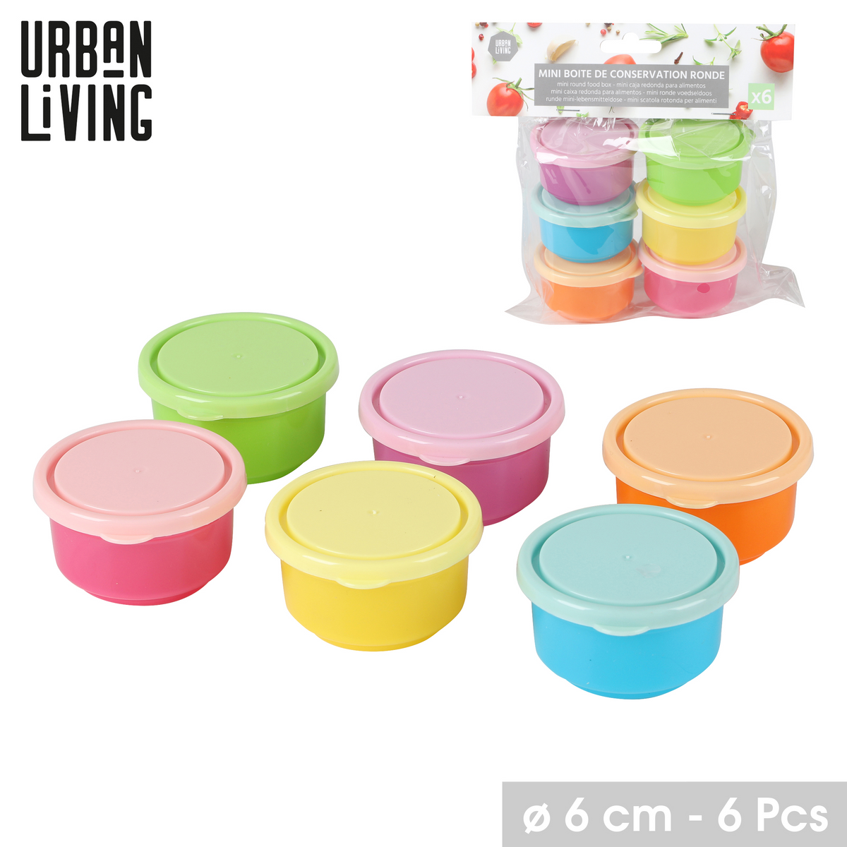 Mini Round Food Box - Multi - 6 Pack