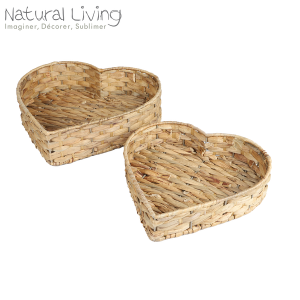 Woven Heart Baskets - Set of 2