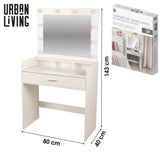 Dressing Table with LED Bulb Mirror - 80cm