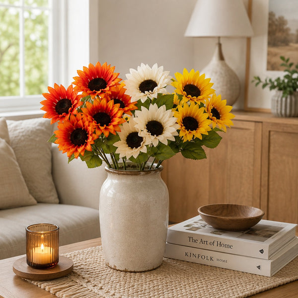 Artificial Sunflower Bush Floral Decoration - 4 Assorted Colours