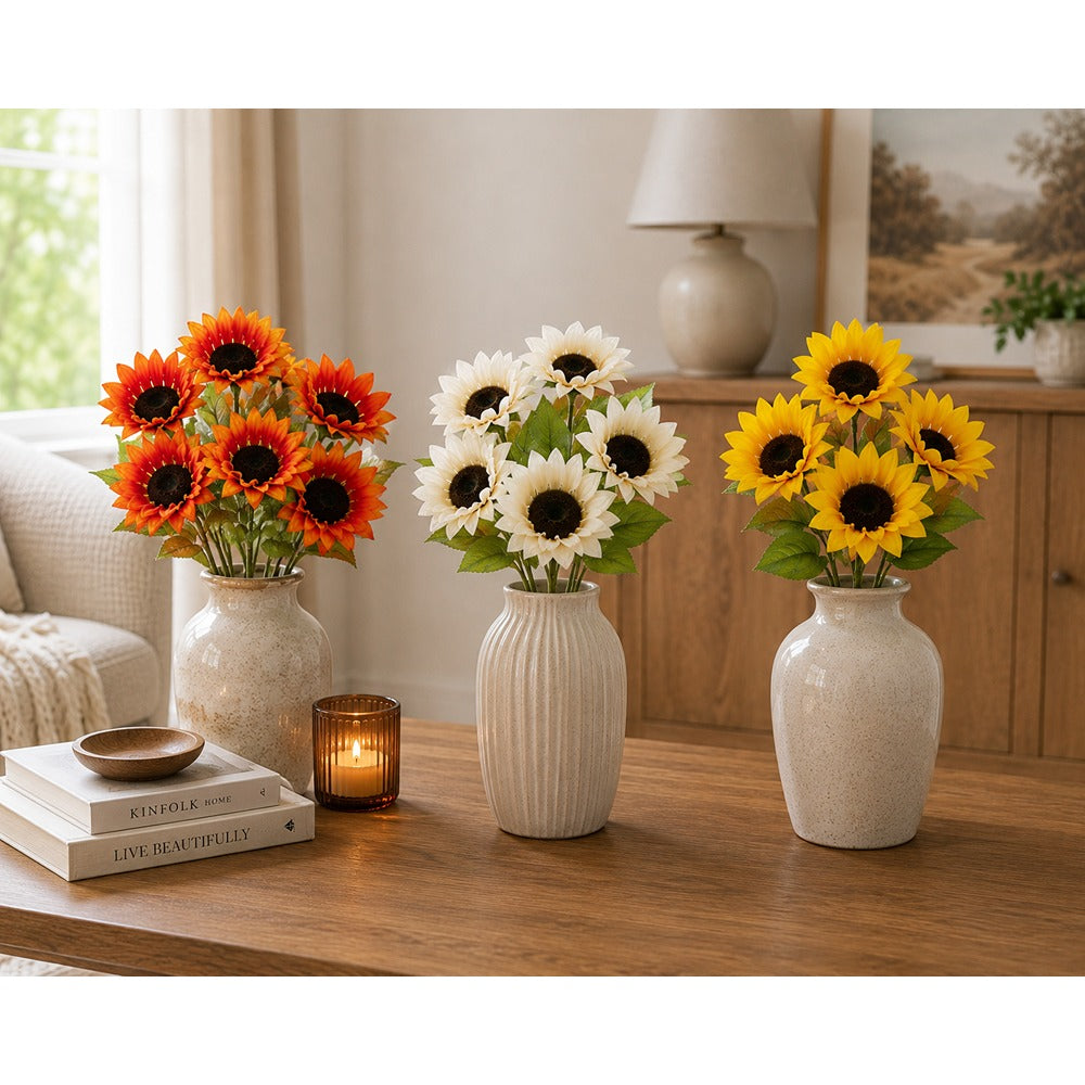 Artificial Sunflower Bush Floral Decoration - 4 Assorted Colours