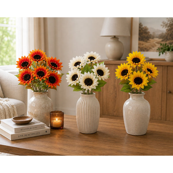 Artificial Sunflower Bush Floral Decoration - 4 Assorted Colours