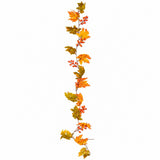 Autumn Maple Leaf and Berry Decorative Garland - 190cm, Multicoloured