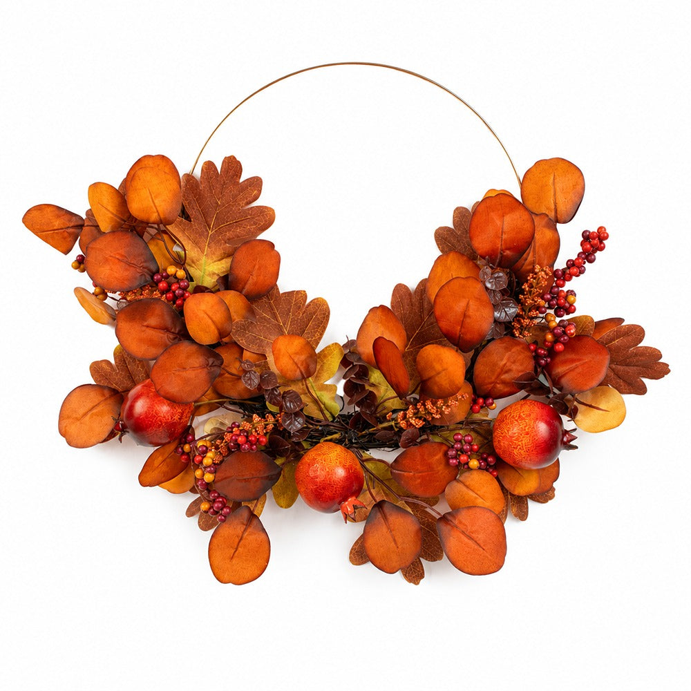 Autumn Fruit and Foliage Wreath on Metal Ring - 30cm, Assorted Colours