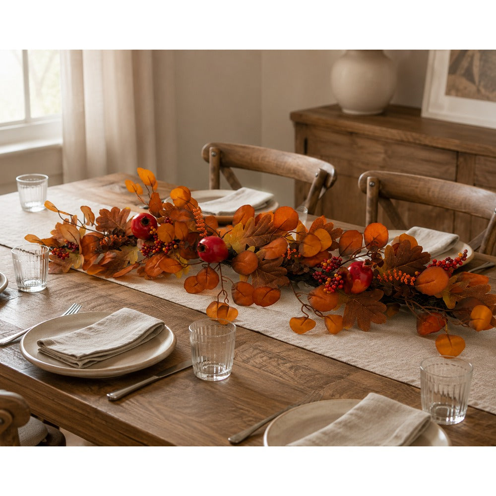 Autumn Fruit and Foliage Table Runner - Long, Flexible Garland Design