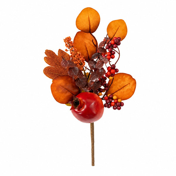 Autumn Pomegranate and Mixed Berry Floral Pick - 20cm, Burnt Orange