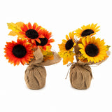Artificial Sunflower in Burlap Potted Arrangement - 2 Assorted Colours