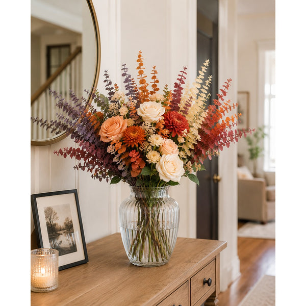 Artificial Eucalyptus Foliage Bush - 4 Assorted Autumn Colours