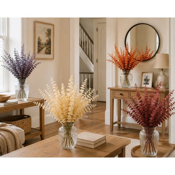 Artificial Eucalyptus Foliage Bush - 4 Assorted Autumn Colours