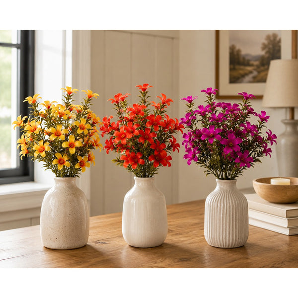 Forget-Me-Not Artificial Flower Bush - 3 Assorted Colours, Lifelike Blooms