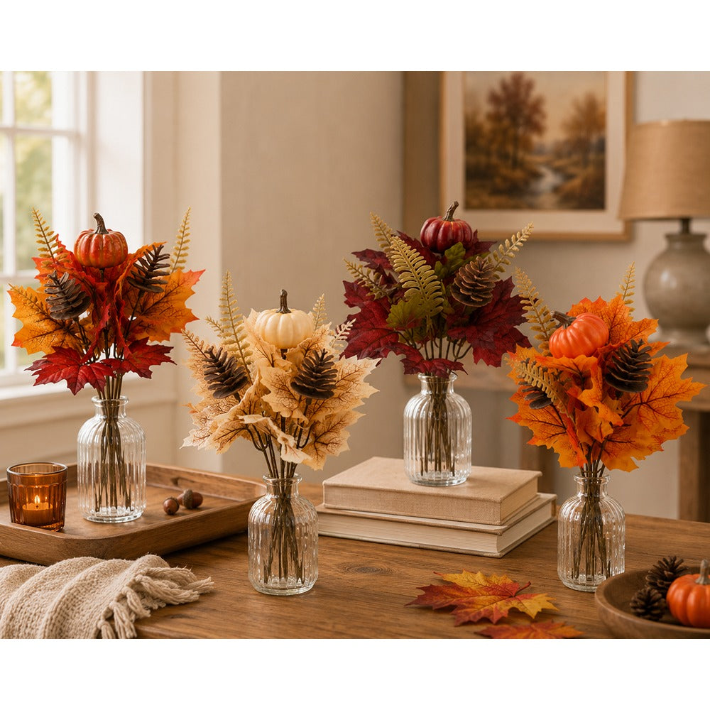 Pumpkin and Pinecone Autumn Floral Picks - 4 Assorted Designs