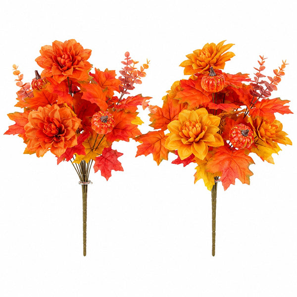 Autumn Dahlia and Pumpkin Artificial Flower Bouquet - Assorted Designs