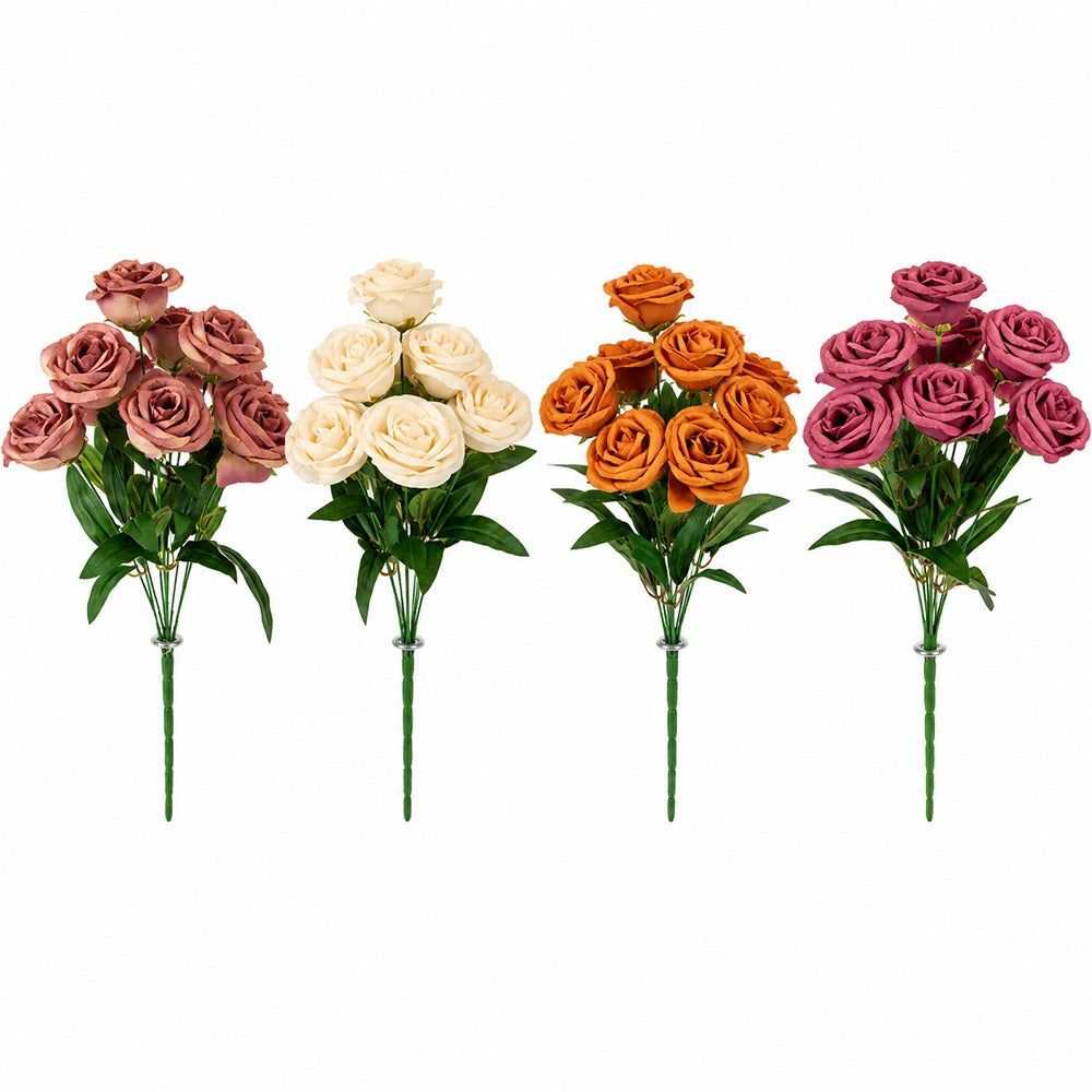 Artificial Cabbage Rose Bouquet - Assorted Colours, Realistic Petals