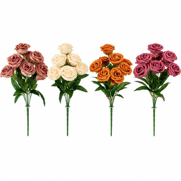 Artificial Cabbage Rose Bouquet - Assorted Colours, Realistic Petals