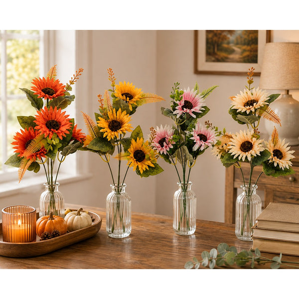 Artificial Autumnal Gerbera Spray - 4 Assorted Designs and Colours