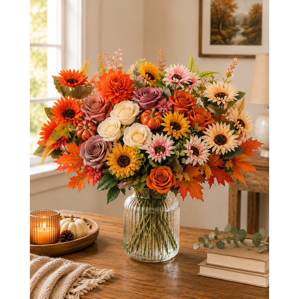 Artificial Autumnal Gerbera Spray - 4 Assorted Designs and Colours