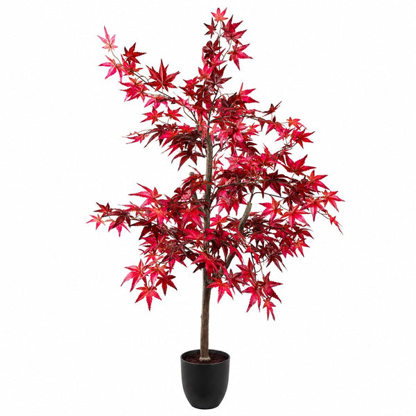 Artificial Maple Leaf Tree - 120cm, Red and Burgundy Foliage