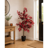 Artificial Maple Leaf Tree - 120cm, Red and Burgundy Foliage