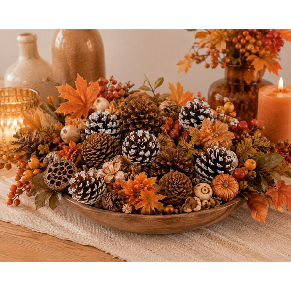 Natural Scented Pine Cone Decorations - Pack of 9, Assorted Designs