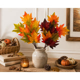 Artificial Autumn Maple Leaf Spray - 60cm, Assorted Colours, Textured