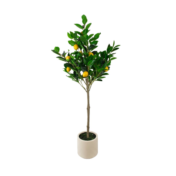 Lemon Tree In White Pot | Faux Tree