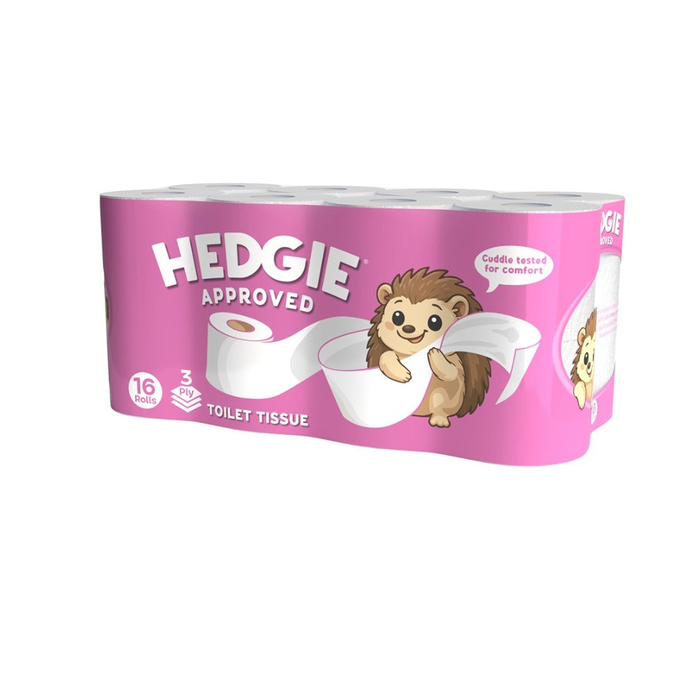 Hedgie Soft Cuddle-Tested 3-Ply Toilet Tissue - Pack of 16 Rolls