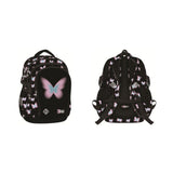 St. Right Pastel Butterfly School Backpack | 17 Inch, Black, Pink and Blue